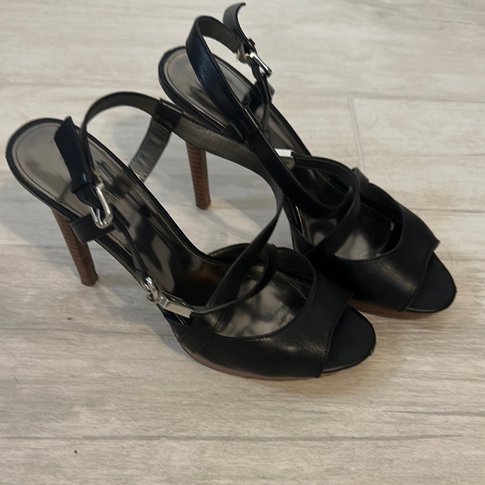 Coach Black Strappy Heels with Slingback Design